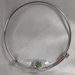 Silver Bracelet Green Birthstone